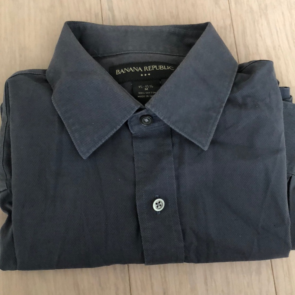 Banana Republic M 15-15.5 Blue Texture Dress Shirt